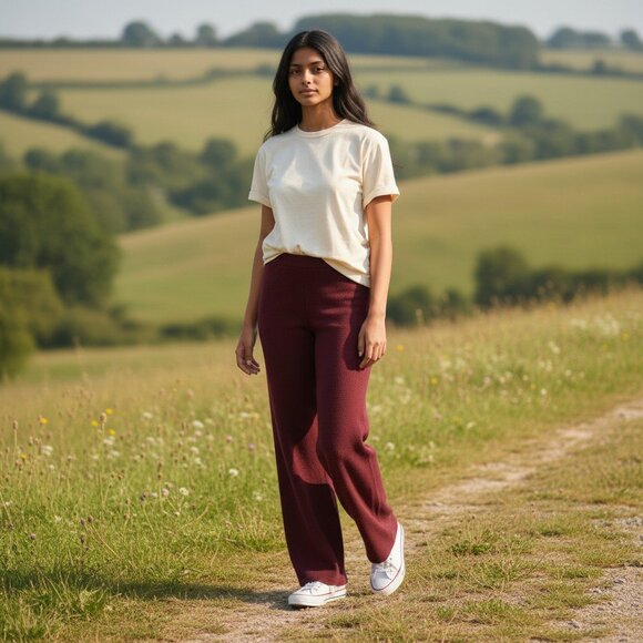 ADRIANNA PAPELL Women's EUC Wide Leg Wool Blend Pull-On Sweater Pants | Size M - Picture 2 of 8